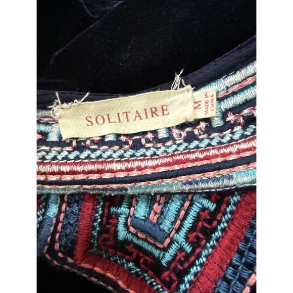 Women's M Solitaire Crushed Purple Velvet Top With Embroidered Accents  Boho‎ - Picture 5 of 7